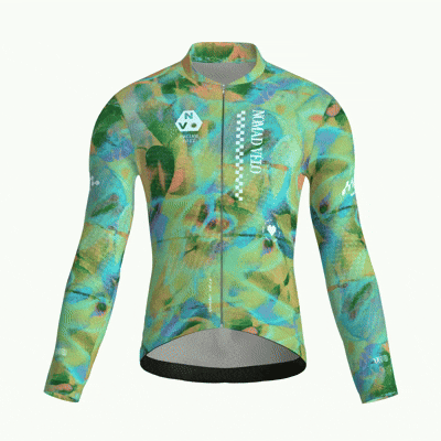 Maglia da ciclismo verde australiano a maniche lunghe, vestibilità da gara