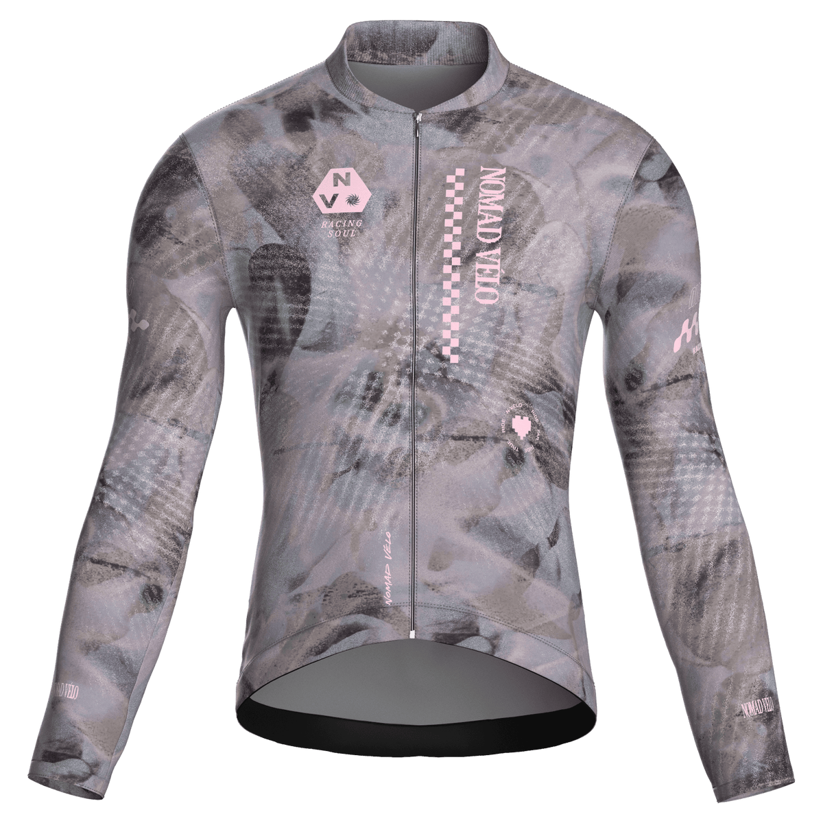 Maglia da ciclismo a maniche lunghe, vestibilità da gara, colore grigio australe