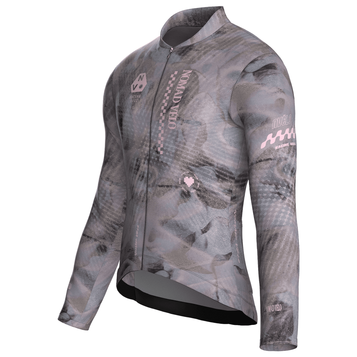 Maglia da ciclismo a maniche lunghe, vestibilità da gara, colore grigio australe