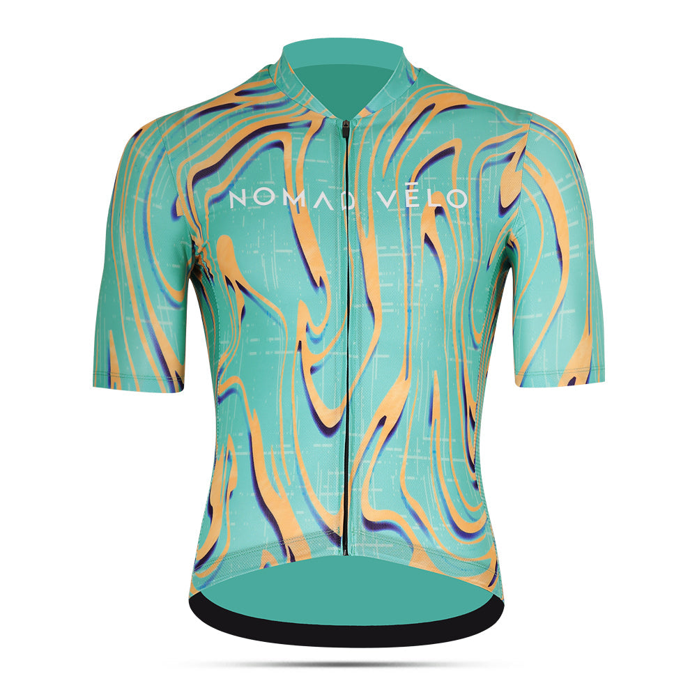 Maglia da ciclismo Pro verde/gialla a maniche corte, vestibilità slim, Neon Ember | Nomad Vélo