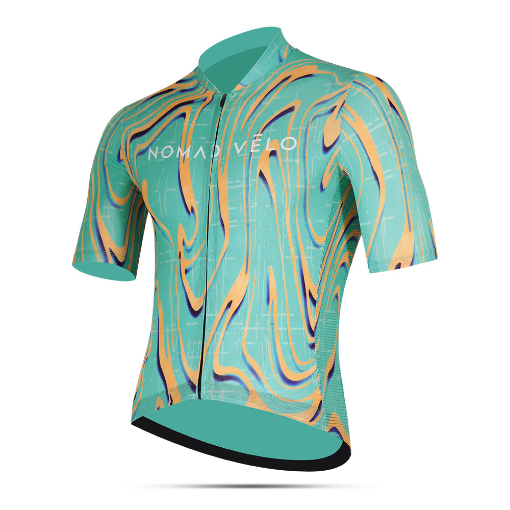 Maglia da ciclismo Pro verde/gialla a maniche corte, vestibilità slim, Neon Ember | Nomad Vélo