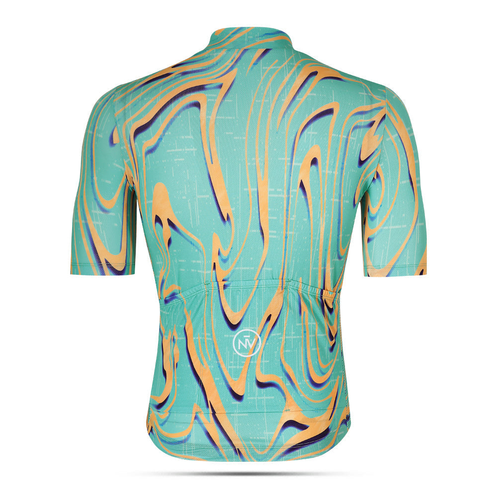 Maglia da ciclismo Pro verde/gialla a maniche corte, vestibilità slim, Neon Ember | Nomad Vélo