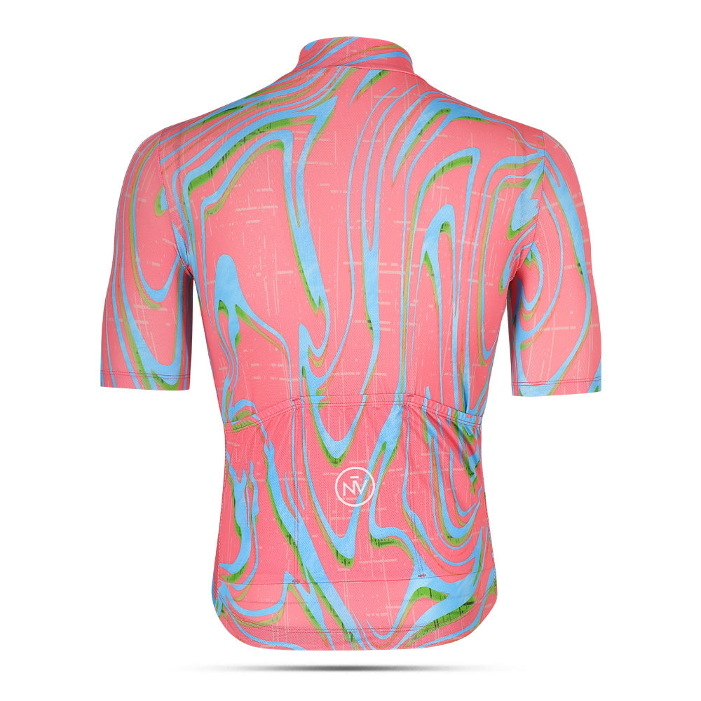 Maglia da ciclismo Pink Pro – Manica corta, vestibilità slim, fantasia Neon Ember | Nomad Vélo