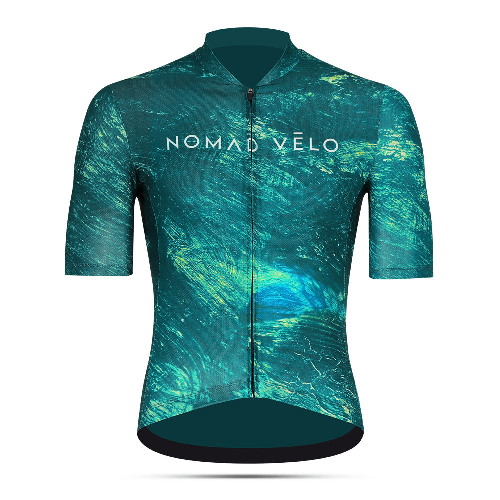 Maglia da ciclismo turchese Pacific – Manica corta, vestibilità aerodinamica per lunghe salite | Nomad Vélo