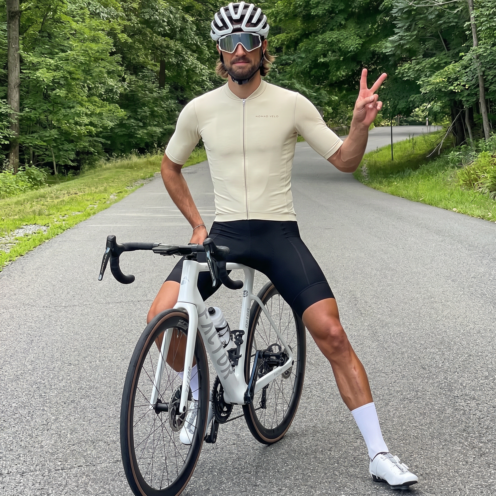 Maglia da ciclismo Pure Cream a maniche corte, vestibilità da gara.