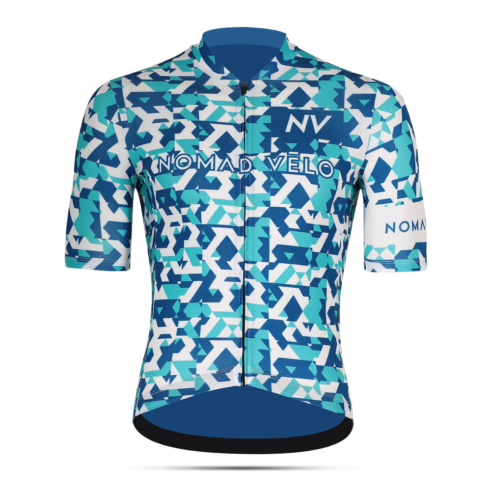 Maglia da ciclismo mimetica blu – Maniche corte, vestibilità aerodinamica | Nomad Vélo