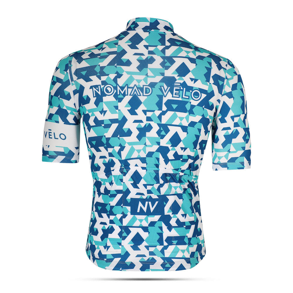 Maglia da ciclismo mimetica blu – Maniche corte, vestibilità aerodinamica | Nomad Vélo