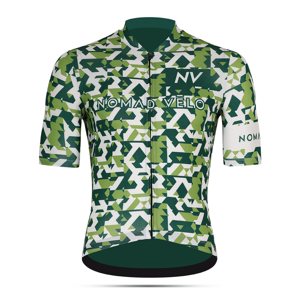 Maglia da ciclismo mimetica verde – Maniche corte, vestibilità aerodinamica | Nomad Vélo