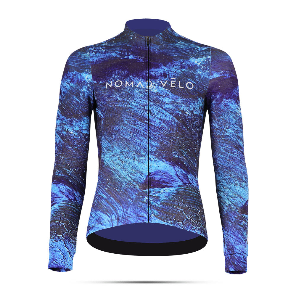 Maglia da ciclismo Pacific Blue – Manica lunga, vestibilità aerodinamica per le salite | Nomad Vélo