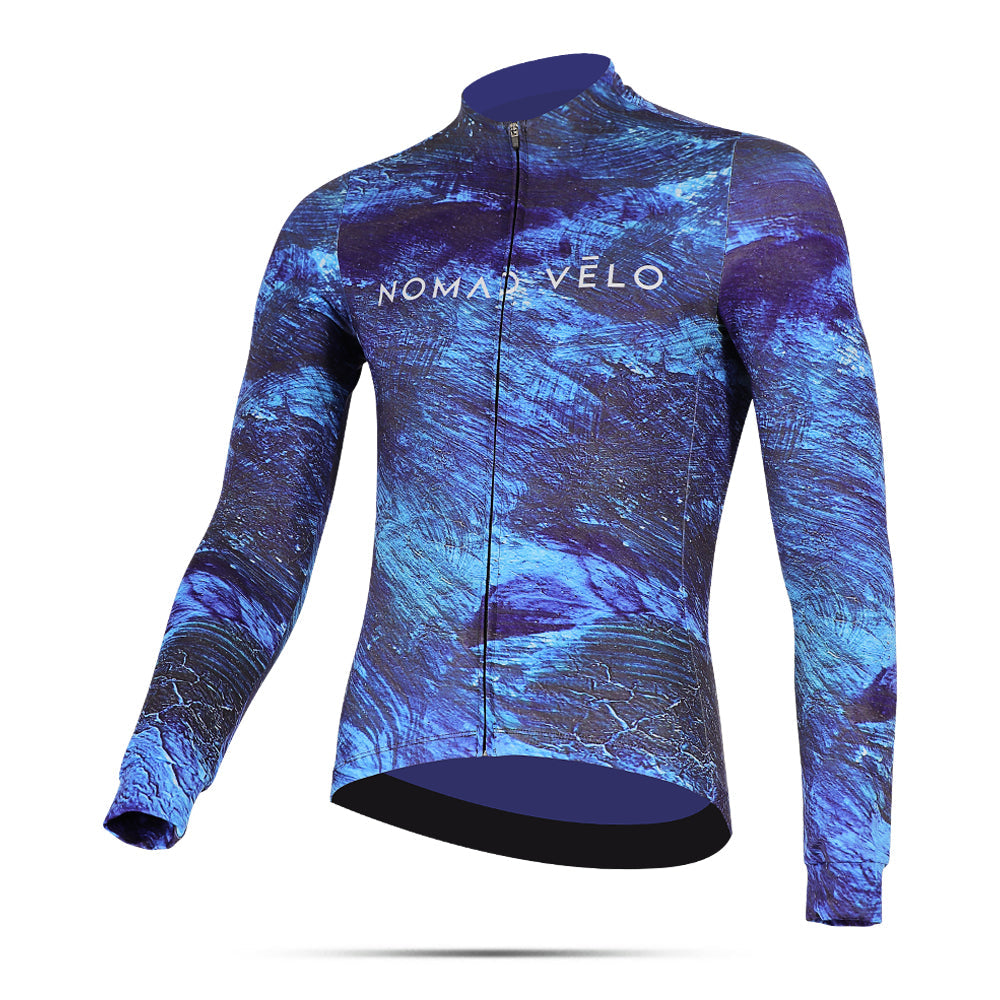 Maglia da ciclismo Pacific Blue – Manica lunga, vestibilità aerodinamica per le salite | Nomad Vélo