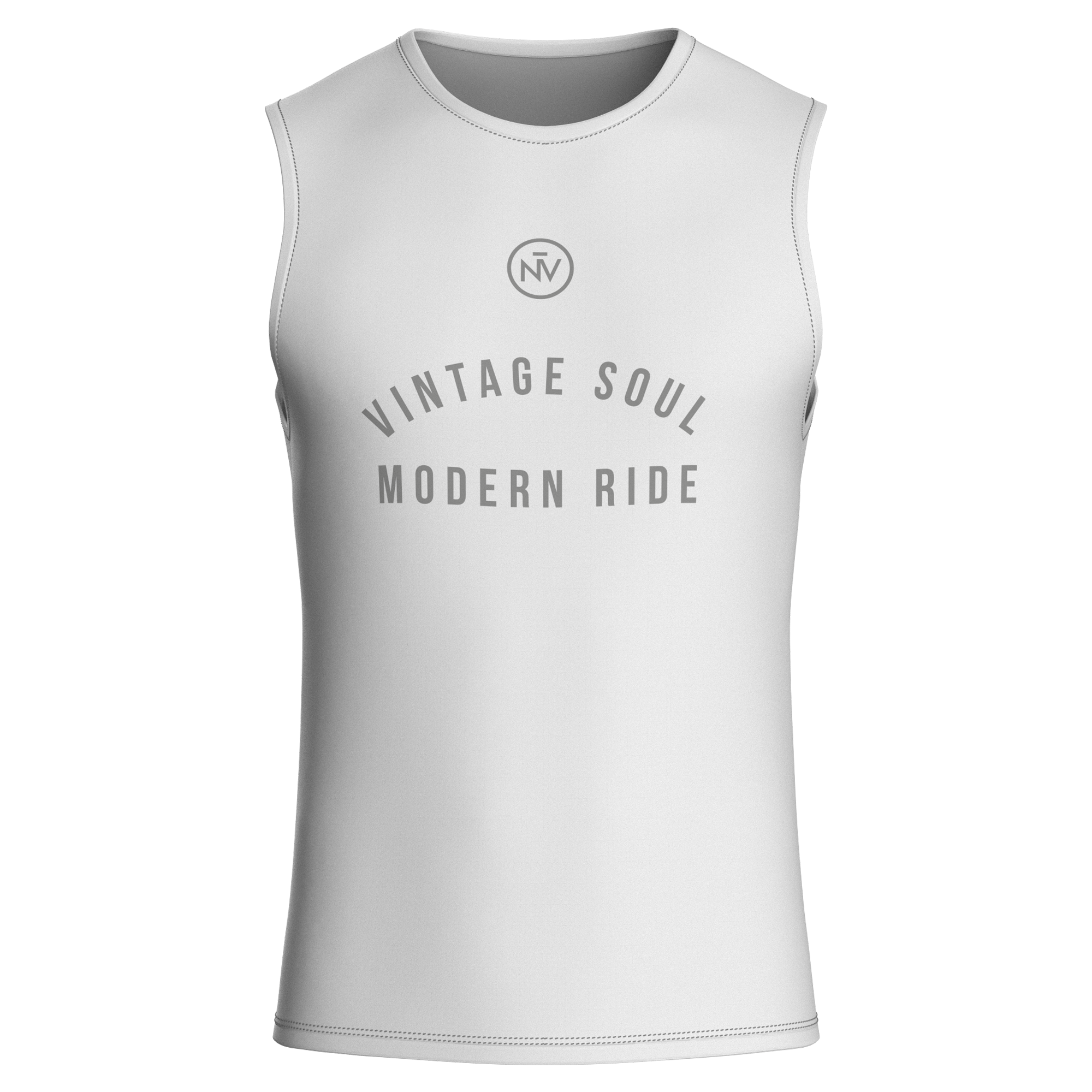 Strato base Vintage Soul bianco – Ciclismo senza maniche, vestibilità aderente e leggero