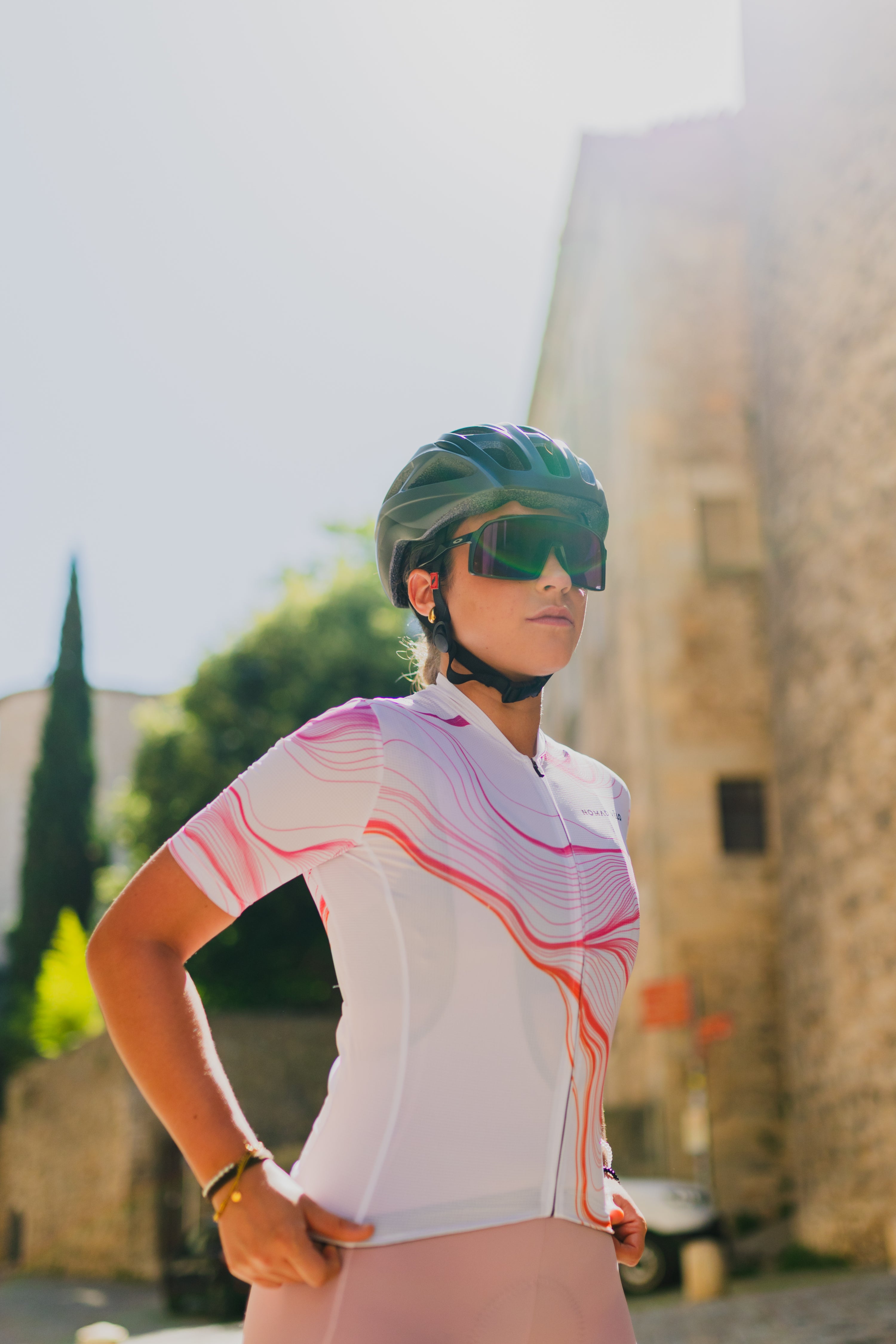 Maglia da ciclismo bianca Contour a maniche corte, vestibilità da gara