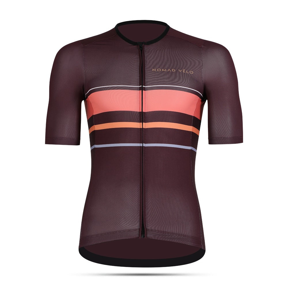 Maglia da ciclismo classica bordeaux – Manica corta, aerodinamica, comoda, per lunghe pedalate e resistenza | Nomad Vélo