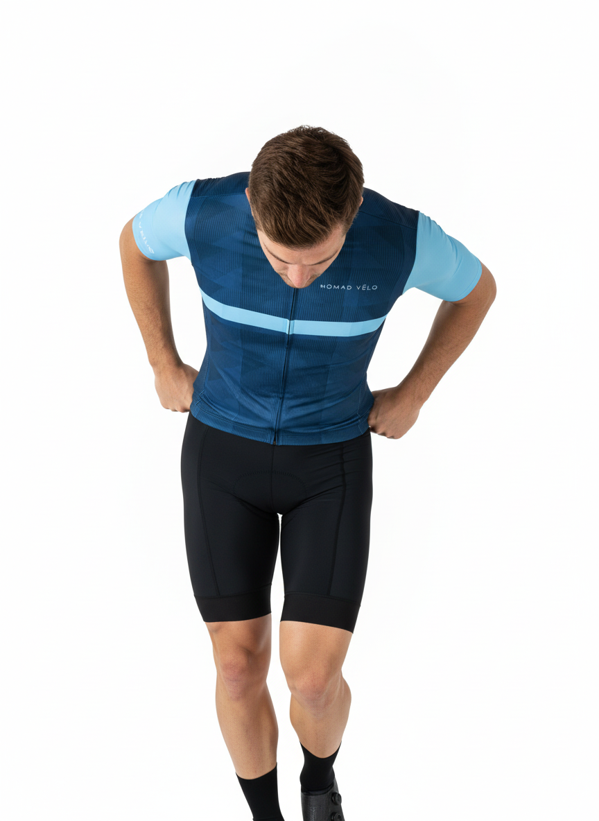 Maglia da ciclismo azzurra – Taglio aerodinamico performante per le uscite con il caldo | Nomad Vélo
