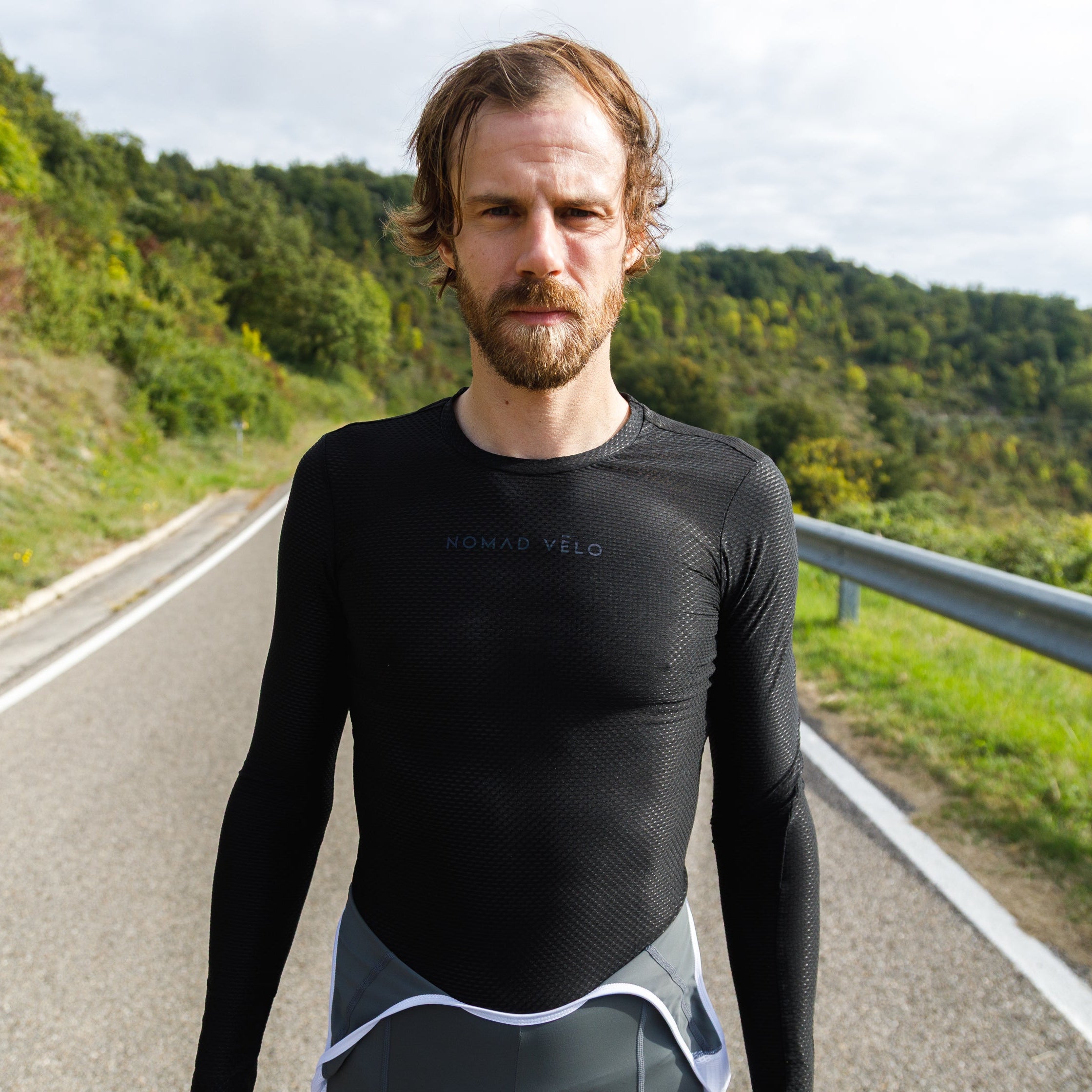 Intimo termico nero a maniche lunghe traspirante per ciclismo | Nomad Vélo