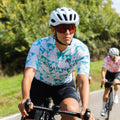 Maglia da ciclismo verde aerodinamica – Maniche corte, vestibilità da gara, motivo geometrico, ideale per pedalate veloci | Nomad Vélo