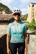 Maglia da ciclismo Pro verde arancione – Manica corta, vestibilità slim, Neon Ember | Nomad Vélo