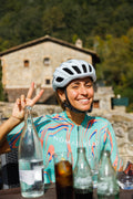 Maglia da ciclismo Pro verde arancione – Manica corta, vestibilità slim, Neon Ember | Nomad Vélo