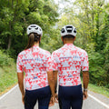 Maglia da ciclismo rossa geometrica – Vestibilità aderente, aerodinamica e veloce | Nomad Vélo