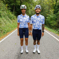 Maglia da ciclismo blu aerodinamica – Maniche corte, vestibilità da gara, motivo geometrico, ideale per pedalate veloci | Nomad Vélo