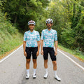 Maglia da ciclismo verde aerodinamica – Maniche corte, vestibilità da gara, motivo geometrico, ideale per pedalate veloci | Nomad Vélo