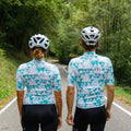 Maglia da ciclismo verde aerodinamica – Maniche corte, vestibilità da gara, motivo geometrico, ideale per pedalate veloci | Nomad Vélo