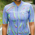 Maglia da ciclismo Pro viola a maniche corte, vestibilità slim, fantasia Neon Ember | Nomad Vélo