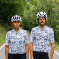 Maglia da ciclismo grigia aerodinamica – Maniche corte, vestibilità da gara, motivo geometrico, ideale per pedalate veloci | Nomad Vélo