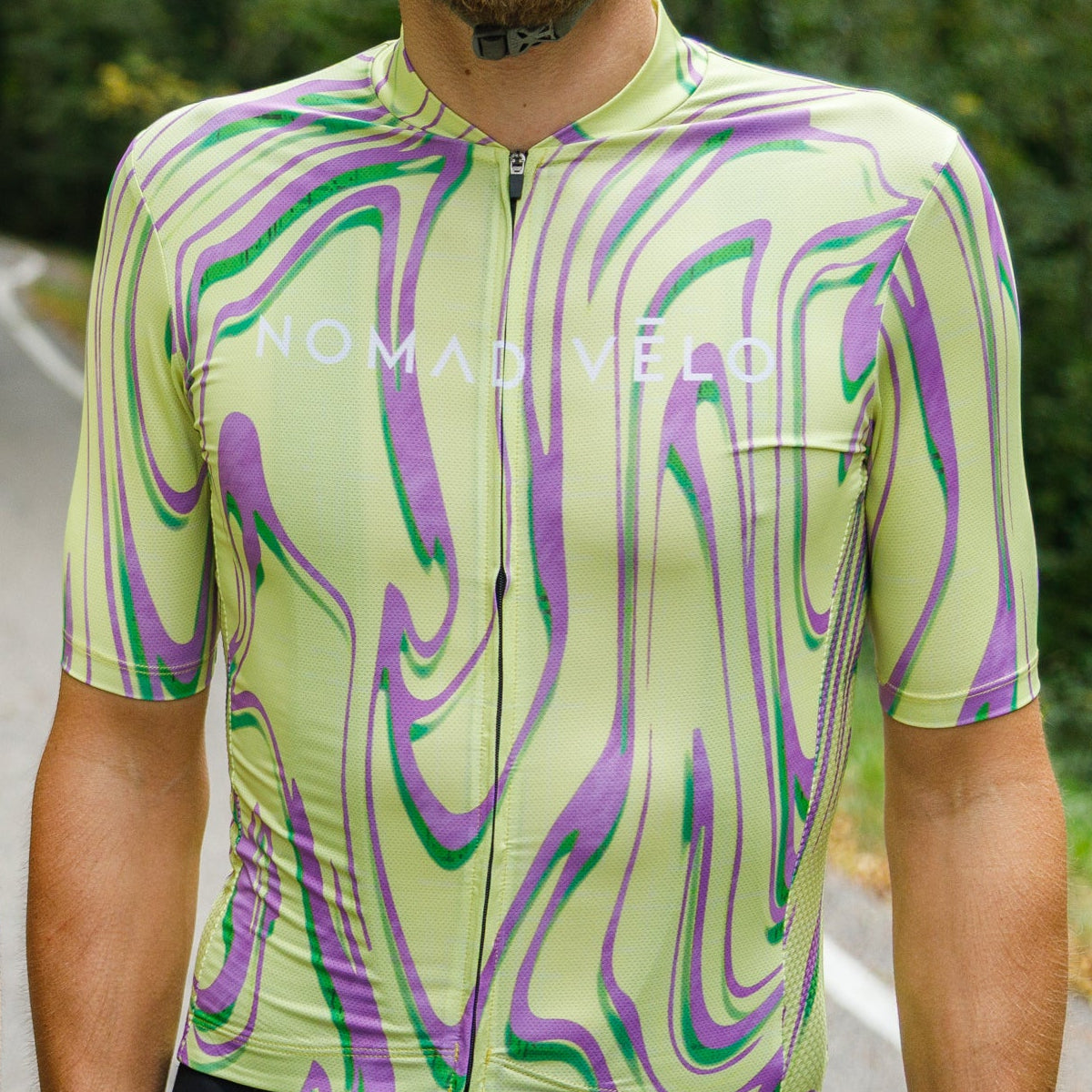 Maglia da ciclismo gialla Pro – Manica corta, vestibilità slim, fantasia Neon Ember | Nomad Vélo