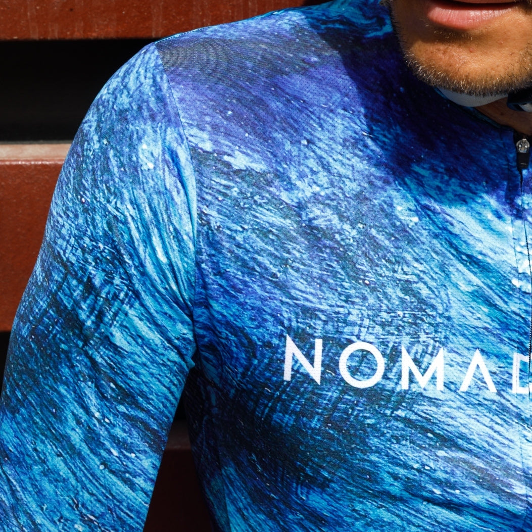 Maglia da ciclismo Blue Pacific – Manica corta, vestibilità aerodinamica per lunghe salite | Nomad Vélo