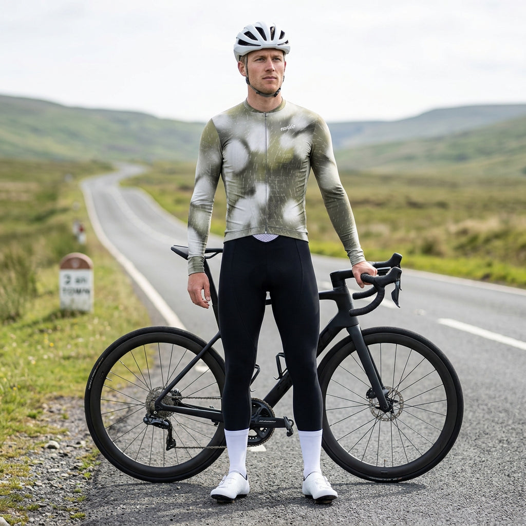 Maglia da ciclismo Blur Olive a maniche lunghe, vestibilità da gara