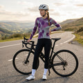 Maglia da ciclismo Blur Plum a maniche lunghe, vestibilità da gara