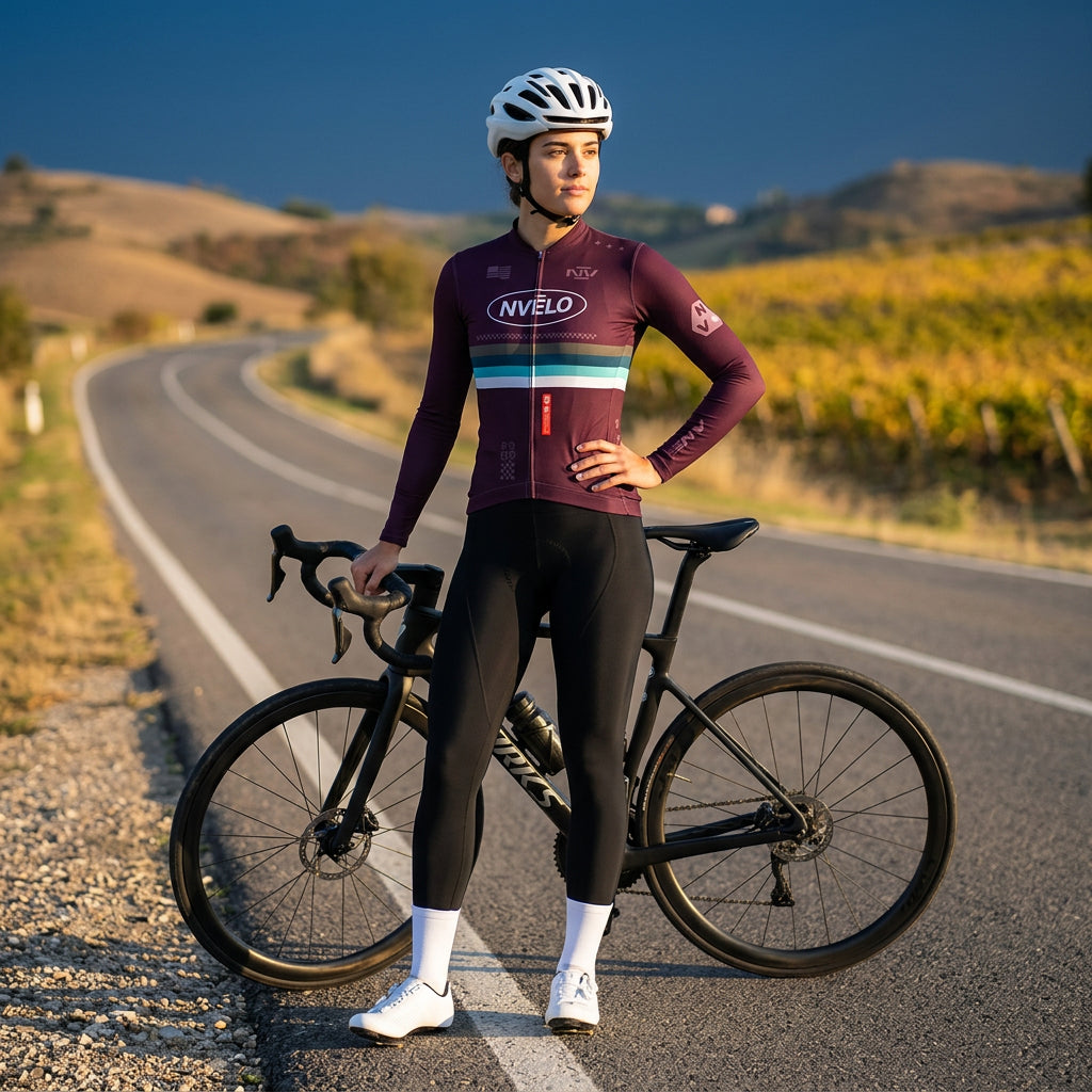 Maglia da ciclismo Meridian color melanzana – Maglia a maniche lunghe da gara