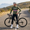 Maglia da ciclismo Meridian Olive a maniche lunghe, vestibilità da gara.