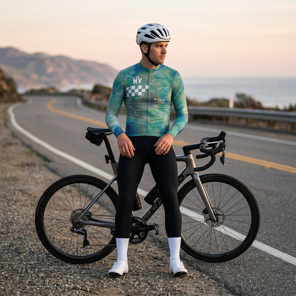 Maglia a maniche lunghe verde da corsa