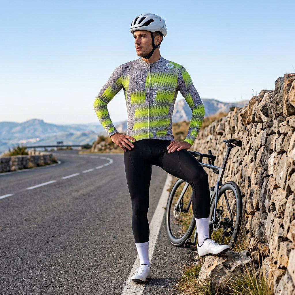 Maglia da ciclismo Rush Citron a maniche lunghe, vestibilità da gara