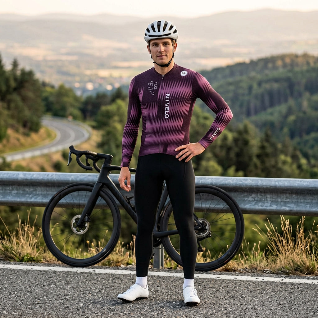 Maglia da ciclismo Rush Mauve a maniche lunghe, vestibilità da gara