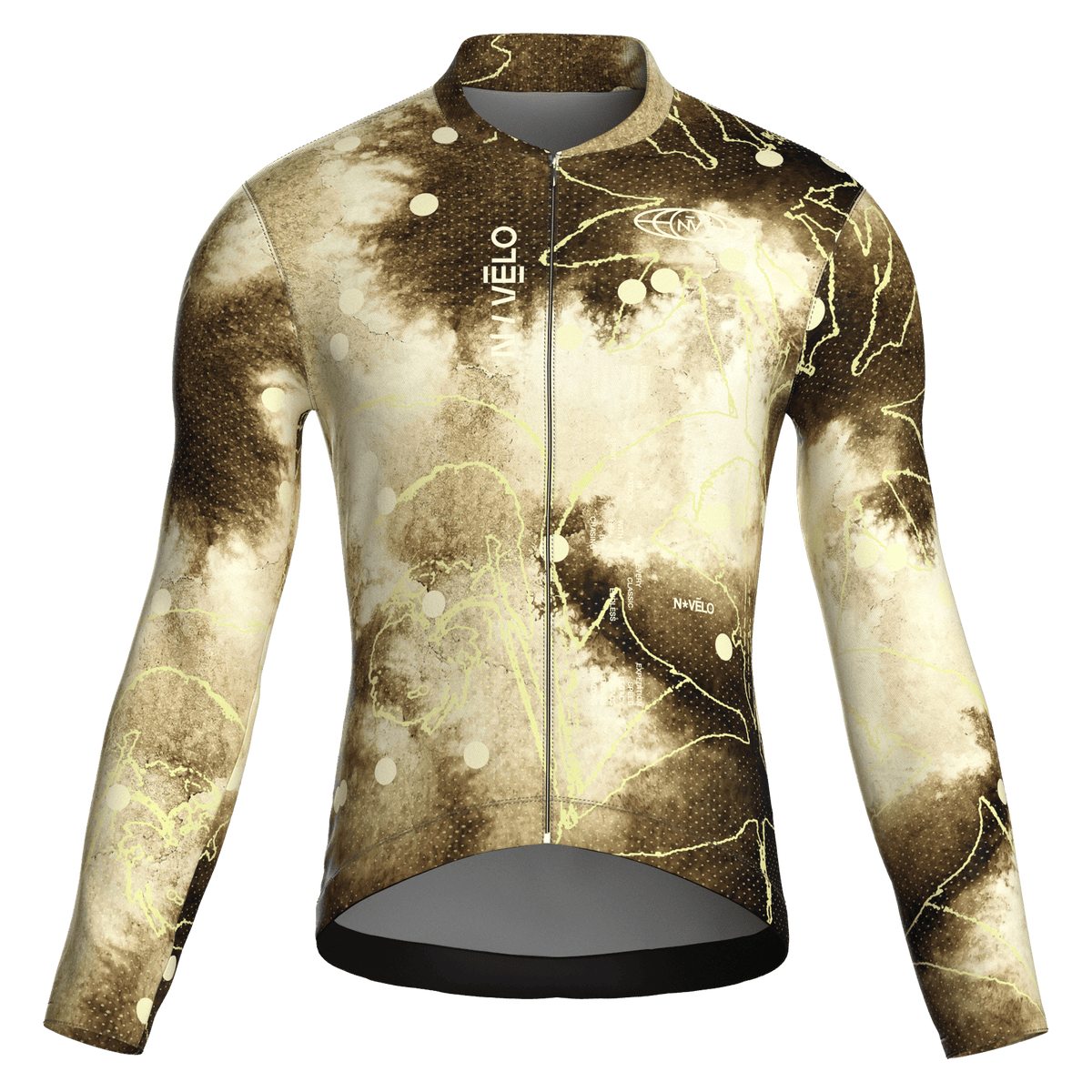 Maglia da ciclismo Bloom Sepia a maniche lunghe, vestibilità da gara