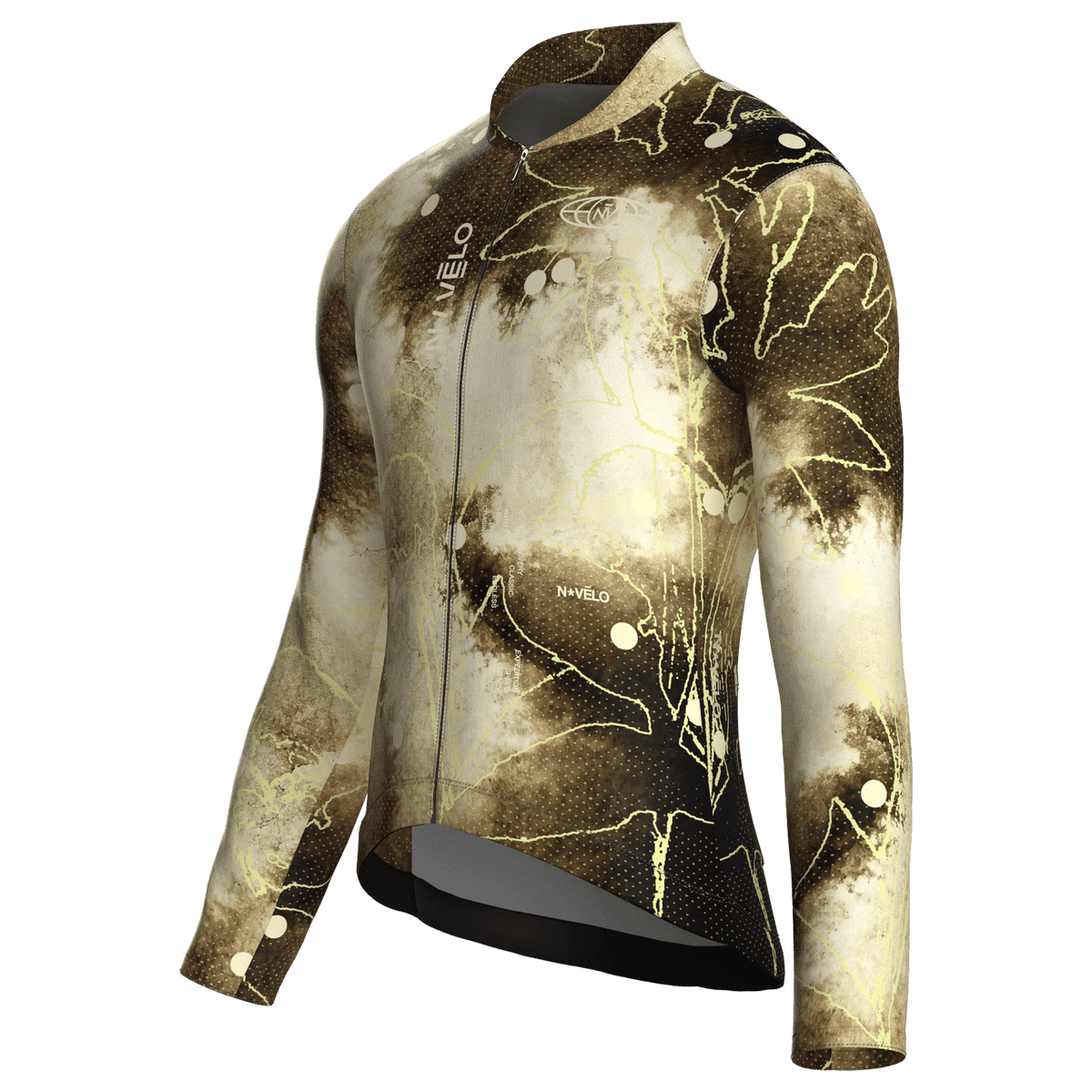 Maglia da ciclismo Bloom Sepia a maniche lunghe, vestibilità da gara
