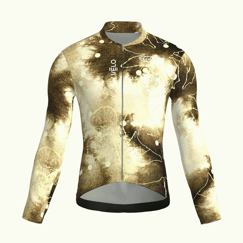 Maglia da ciclismo Bloom Sepia a maniche lunghe, vestibilità da gara