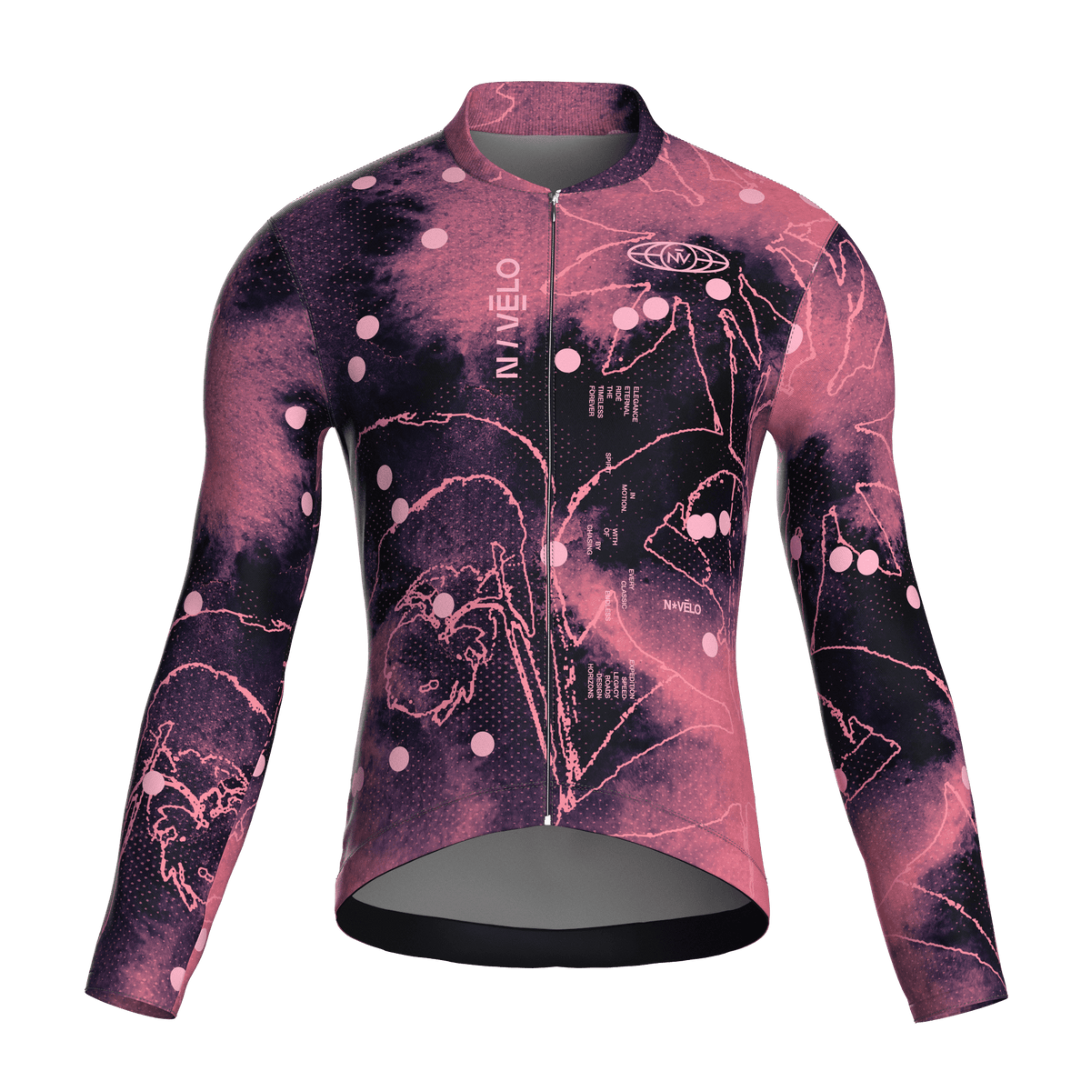 Maglia da ciclismo Bloom Cerise a maniche lunghe, vestibilità da gara