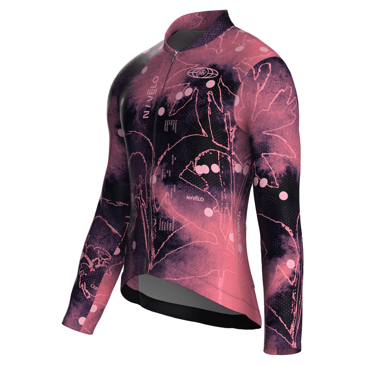 Maglia da ciclismo Bloom Cerise a maniche lunghe, vestibilità da gara