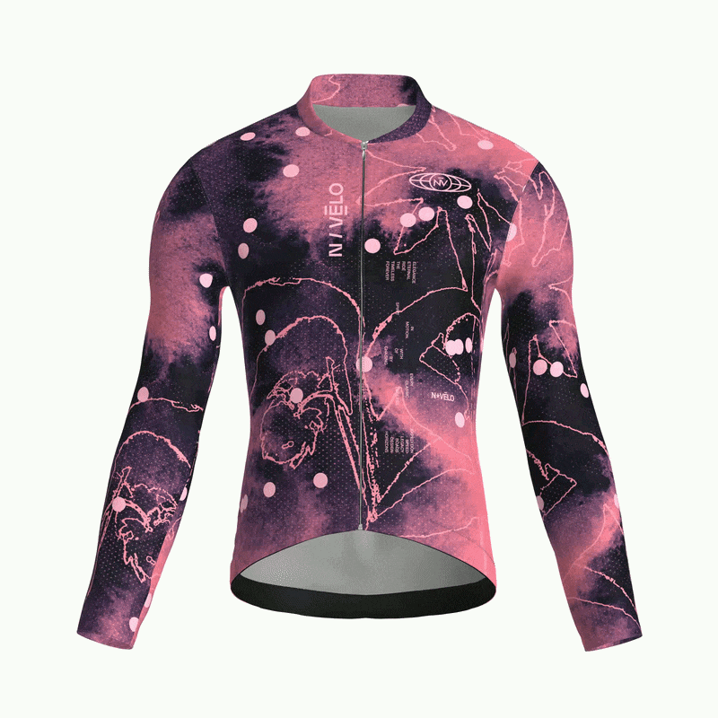 Maglia da ciclismo Bloom Cerise a maniche lunghe, vestibilità da gara
