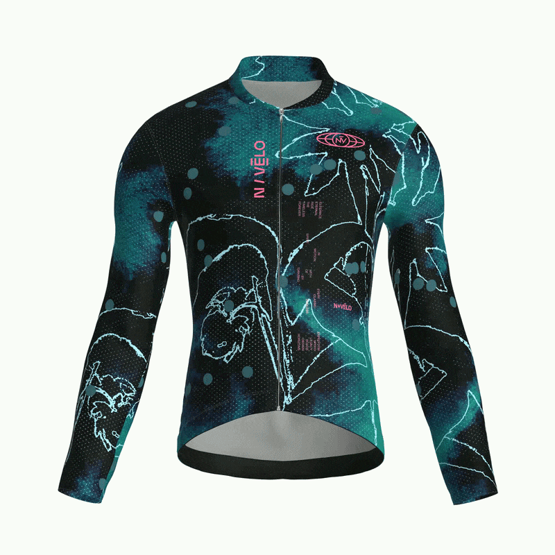 Maglia da ciclismo Bloom Viridian a maniche lunghe, vestibilità da gara