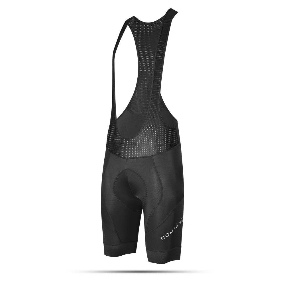Pantaloncini da ciclismo neri con bretelle – Fondello imbottito per comfort e prestazioni ottimali tutto il giorno | Nomad Vélo