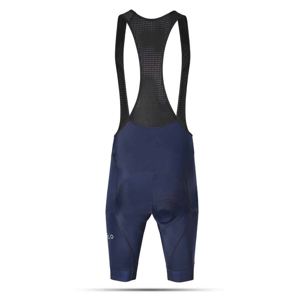 Pantaloncini da ciclismo blu navy con bretelle – Fondello imbottito ad alte prestazioni, pronto per la gara | Nomad Vélo