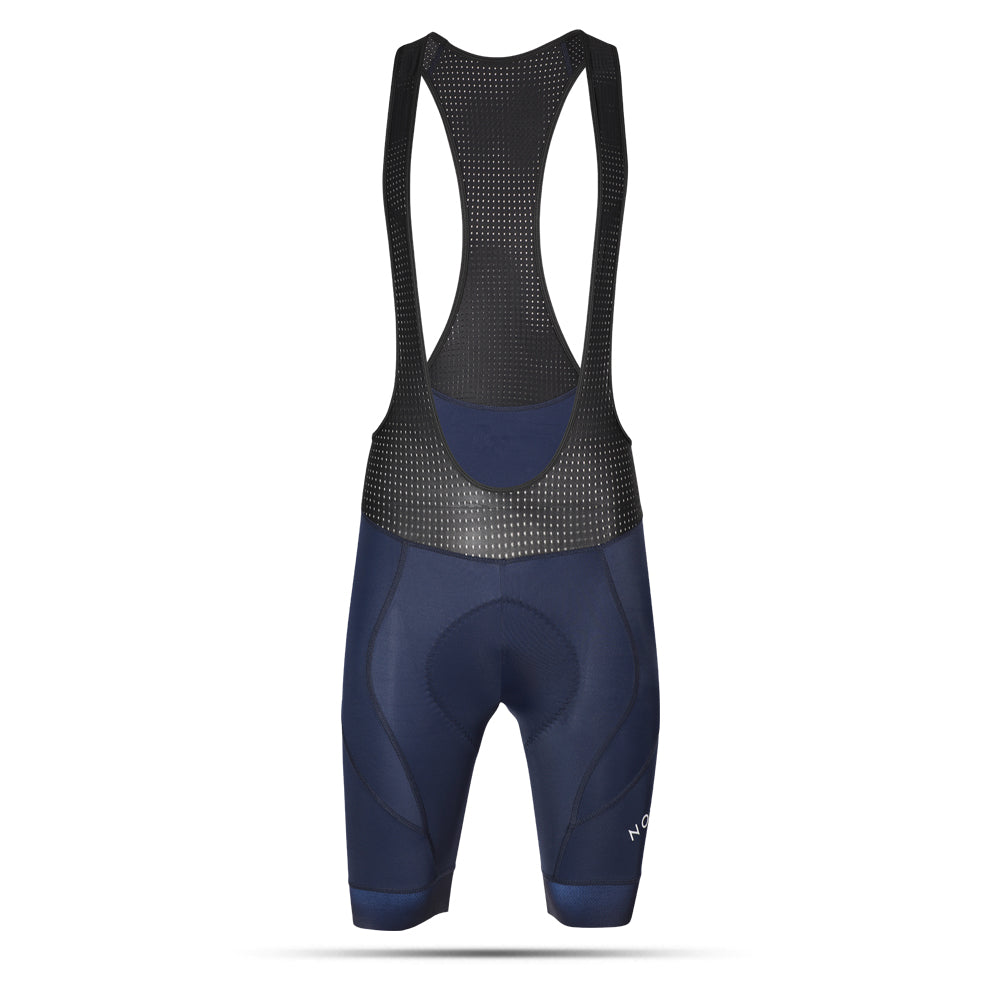 Pantaloncini da ciclismo blu navy con bretelle – Fondello imbottito ad alte prestazioni, pronto per la gara | Nomad Vélo