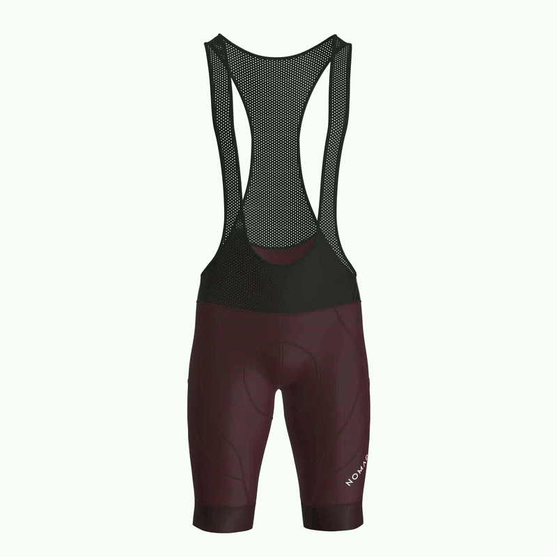 Pantaloncini con bretelle Nomad color bordeaux