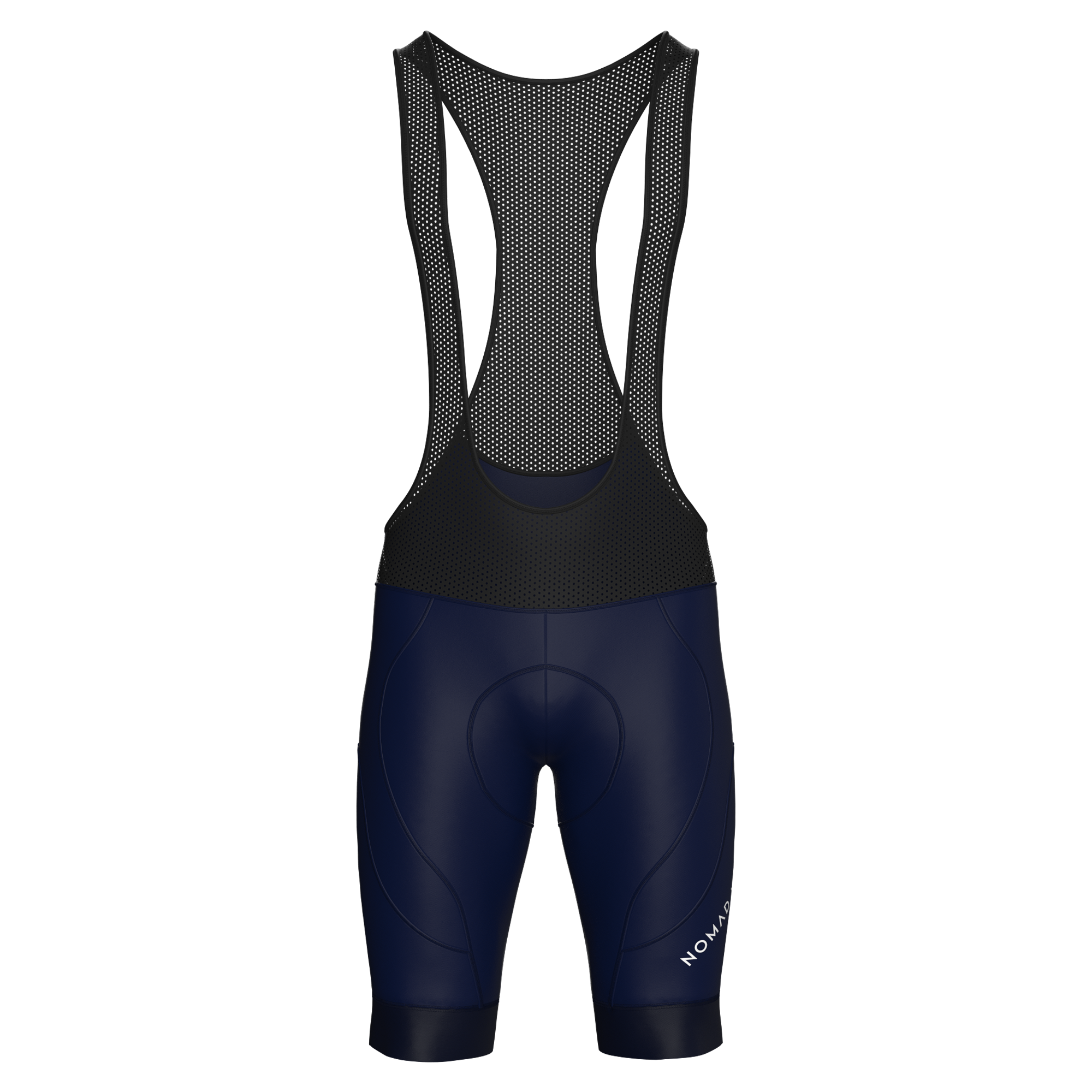 Pantaloncini da ciclismo blu navy con bretelle – Fondello imbottito ad alte prestazioni, pronto per la gara | Nomad Vélo