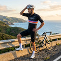 Maglia da ciclismo Meridian nera a maniche corte, vestibilità da gara.